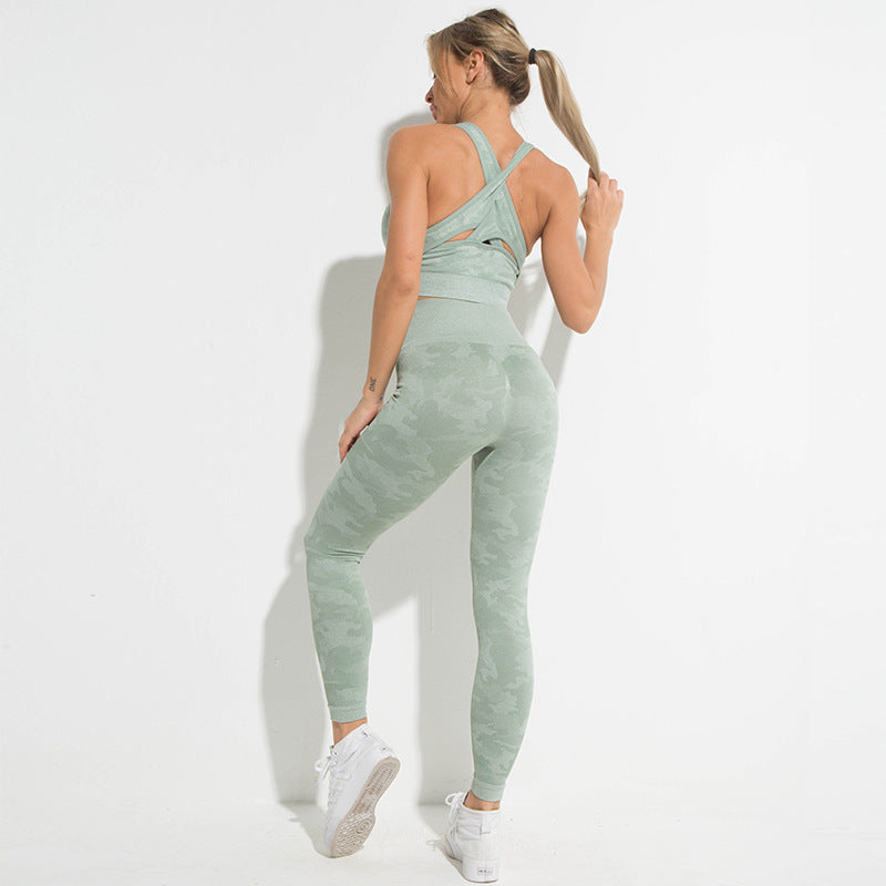 Wholesale Camouflage Quick Drying Exercise Sets for Women's Fitness Nylon Yoga Clothes